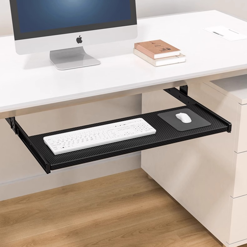 Desk Drawer Small - ถาดวางคีย์บอร์ดใต้โต๊ะพร้อมรางเลื่อน ปรับความสูงได้ อุปกรณ์เสริมสำหรับโต๊ะทำงาน ที่วางเมาส์แบบยืดหดได้ สำหรับพีซีเวิร์กสเตชัน