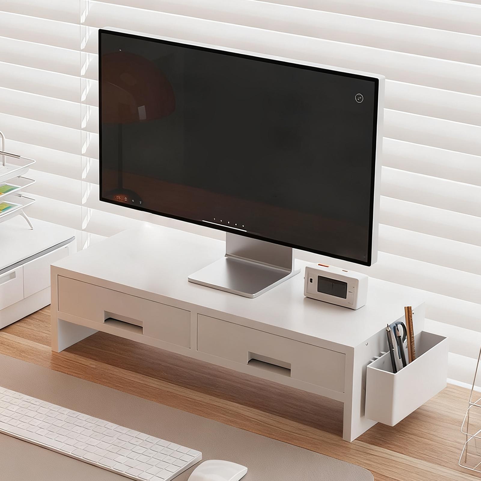 Desk Drawer Small - ขาตั้งจอคอมพิวเตอร์แบบมีลิ้นชักคู่ ช่วยจัดระเบียบ ออกแบบตามหลักสรีรศาสตร์ สำหรับใช้ในบ้าน สำนักงาน หรือที่พักอาศัย