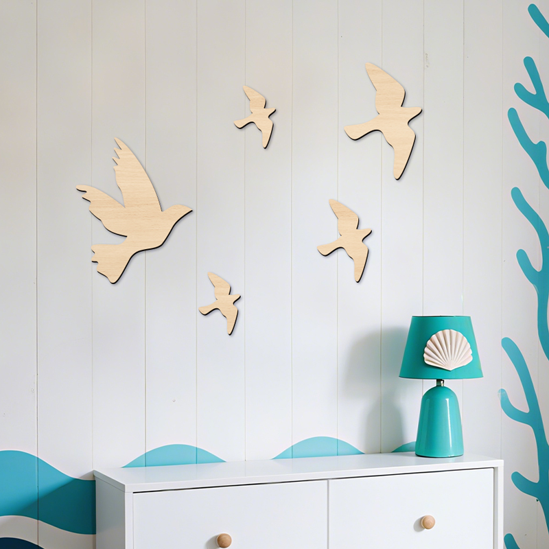 Home Office Yoga Room - 5 ชิ้น Fly Birds ป้ายไม้ Seagull
