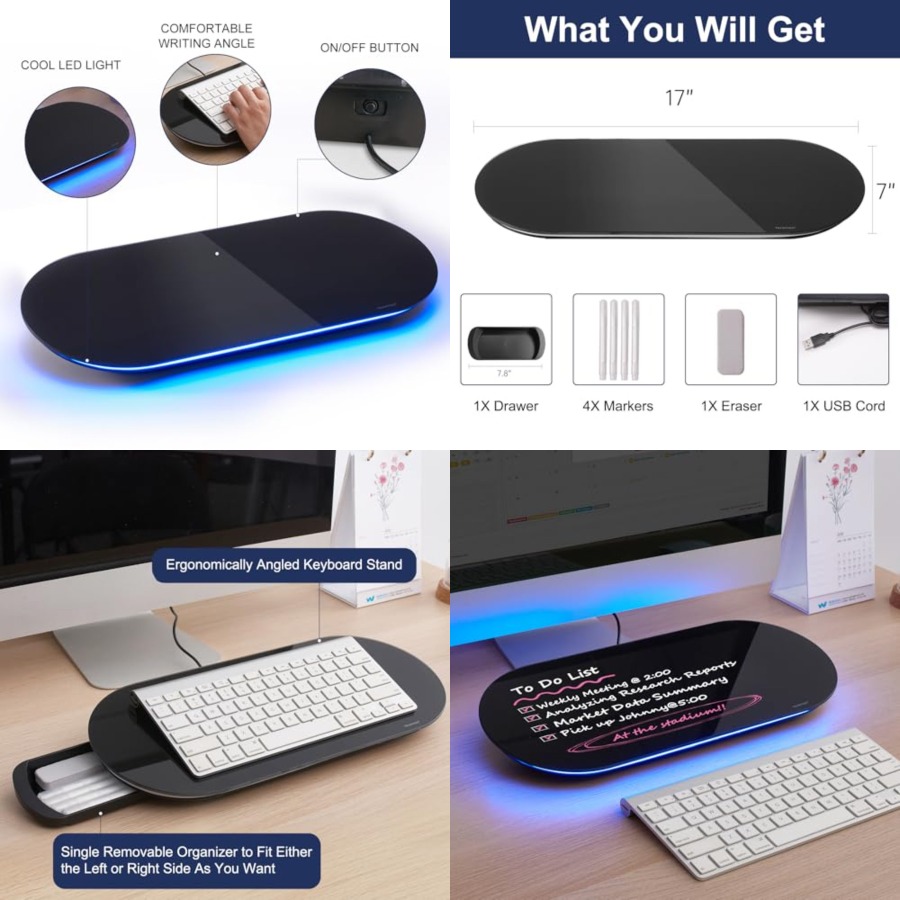 ไวท์บอร์ดกระจกแบบตั้งโต๊ะ - กร - Desk Drawer Small บทวิจารณ์และราคา