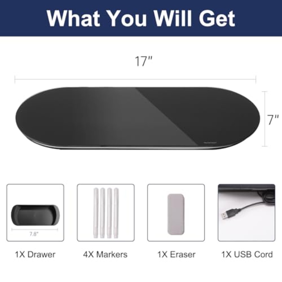 ไวท์บอร์ดกระจกแบบตั้งโต๊ะ - กร - Desk Drawer Small บทวิจารณ์และราคา