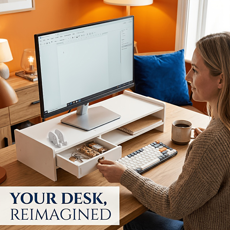 ขาตั้งจอคอมพิวเตอร์ PVC สีขาวแ - Desk Drawer Small บทวิจารณ์และราคา