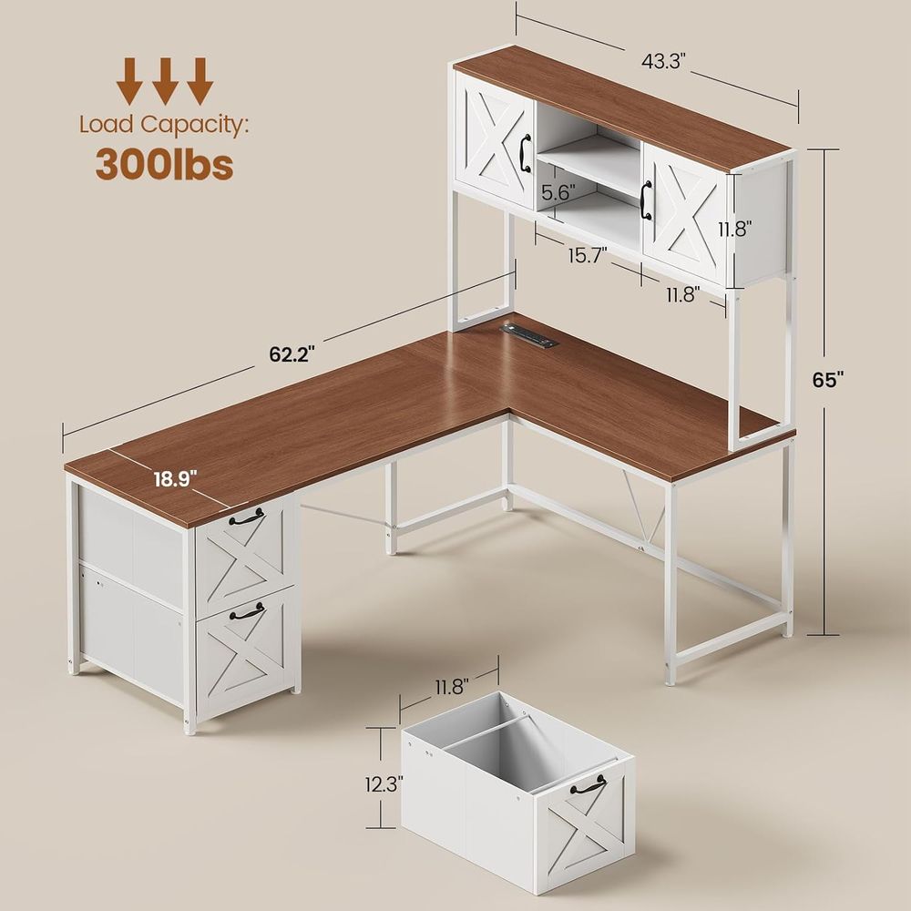 โต๊ะทำงานรูปตัว L พร้อมตู้เก็บ - Home Office With Two Desks บทวิจารณ์และราคา