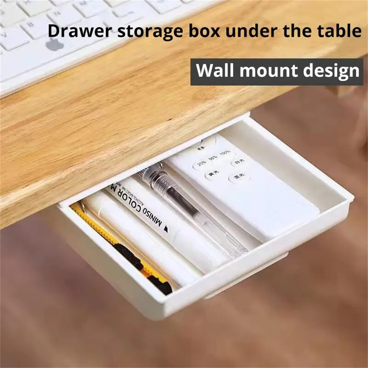 กล่องเก็บของแบบมีกาวในตัว สีขา - Desk Drawer Small บทวิจารณ์และราคา