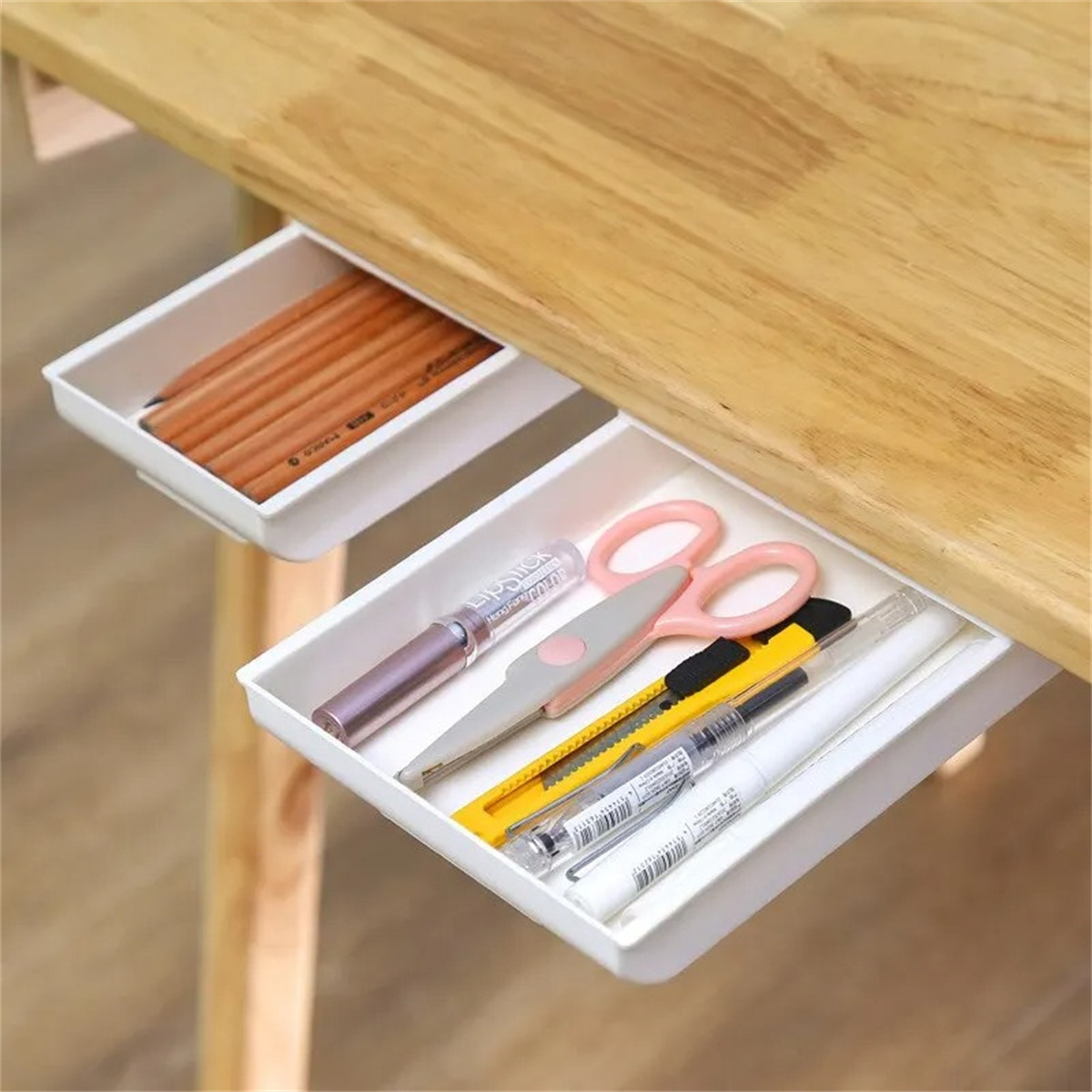 กล่องเก็บของแบบมีกาวในตัว สีขา - Desk Drawer Small บทวิจารณ์และราคา