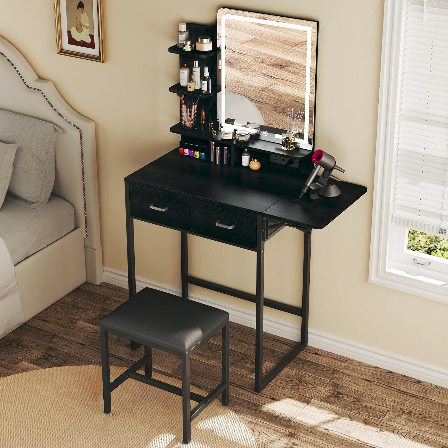 โต๊ะเครื่องแป้งพร้อมกระจกและไฟ - Desk Drawer Small บทวิจารณ์และราคา