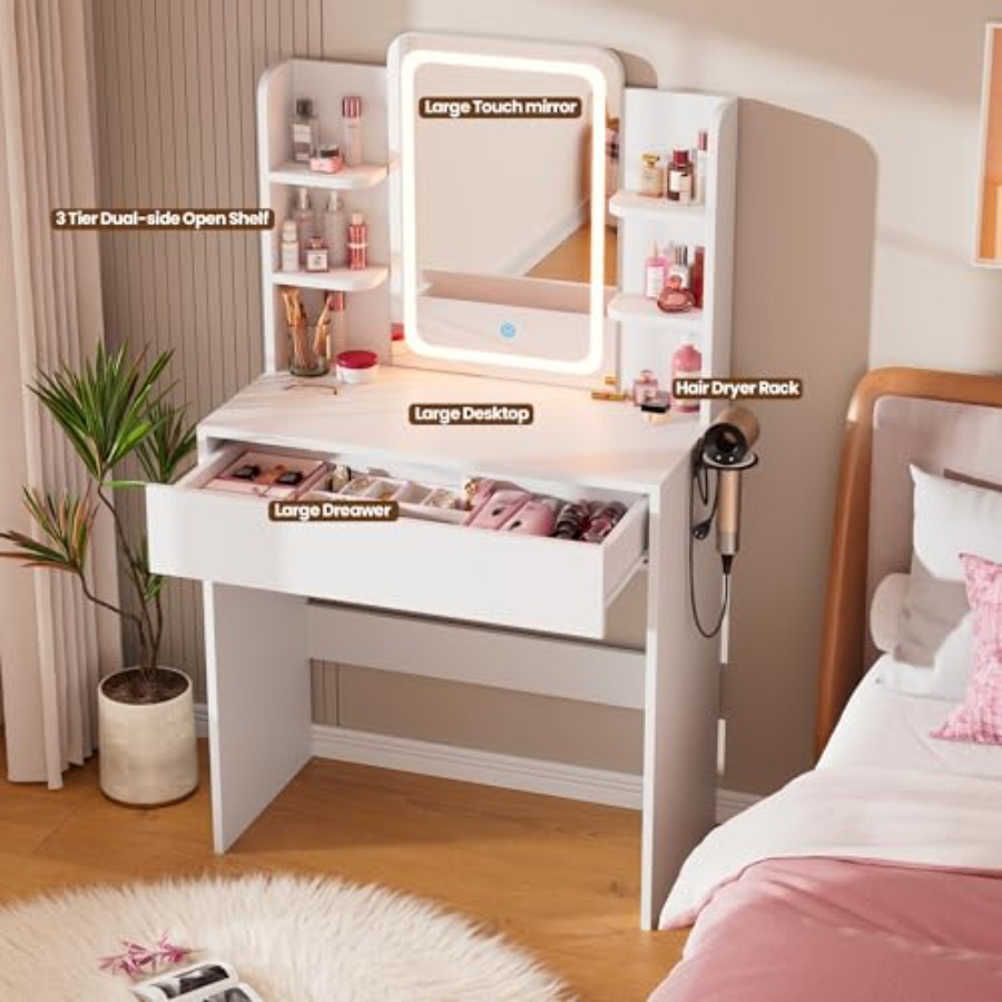 โต๊ะเครื่องแป้งขนาดเล็กสำหรับใ - Desk Drawer Small บทวิจารณ์และราคา