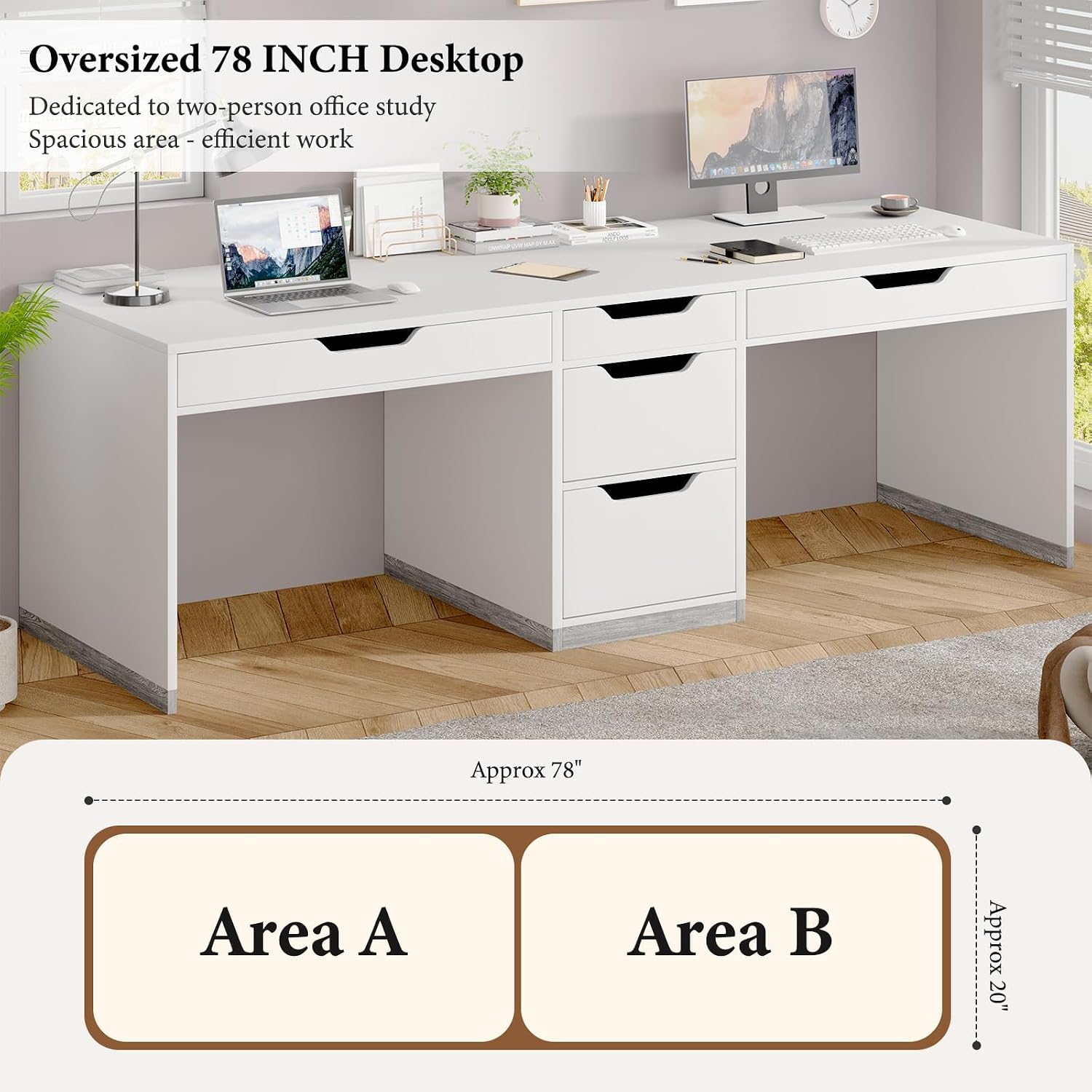 โต๊ะทำงานสำหรับสองคนขนาด 78 นิ - Home Office With Two Desks บทวิจารณ์และราคา