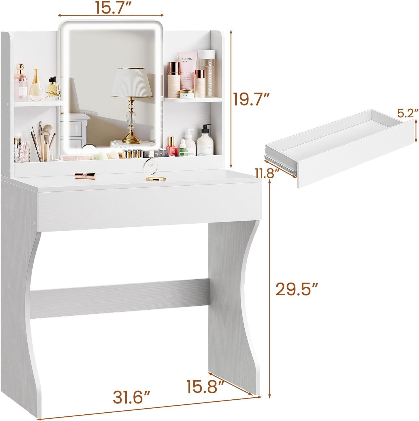 โต๊ะเครื่องแป้งสีขาวขนาดเล็กพร - Desk Drawer Small บทวิจารณ์และราคา