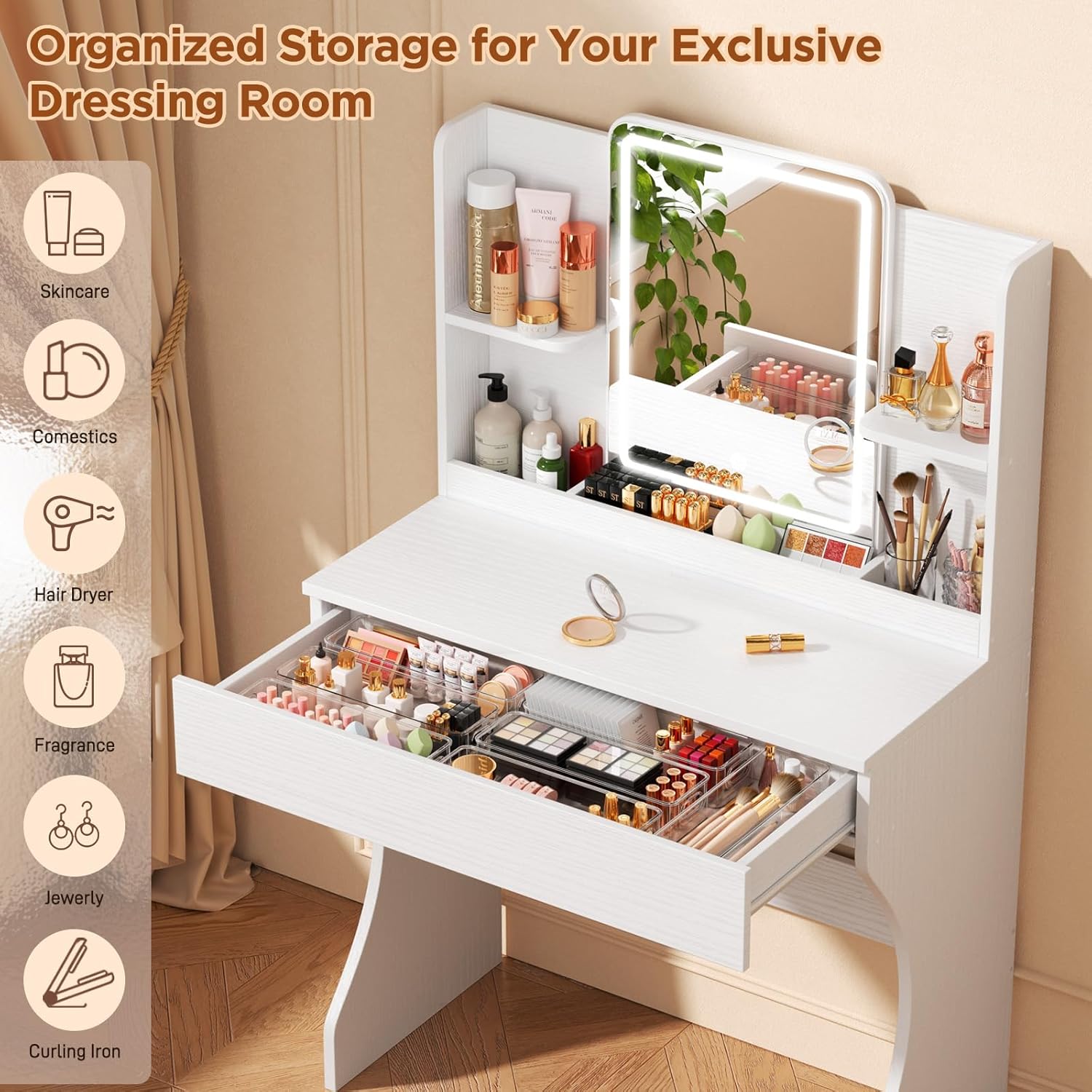 โต๊ะเครื่องแป้งสีขาวขนาดเล็กพร - Desk Drawer Small บทวิจารณ์และราคา